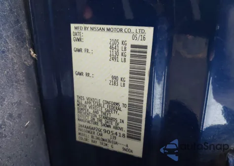 2016 Nissan Maxima 3.5 S from USA, damaged, VIN 1N4AA6AP2GC905418